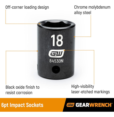 8 Unidades 3/8 Drive 6 Pt. Deep Impact Socket Set, Sae...