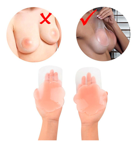 3 Pares Pezonera Levanta Busto Push Up Silicona Invisible