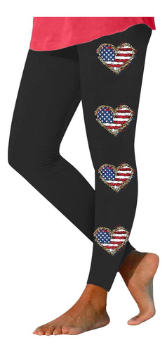 Leggins B Para Mujer Con Estampado Del Día De La Independenc