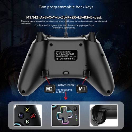 Novo Gamepad Com Fio Para Pc Rgb Multifuncional Programável