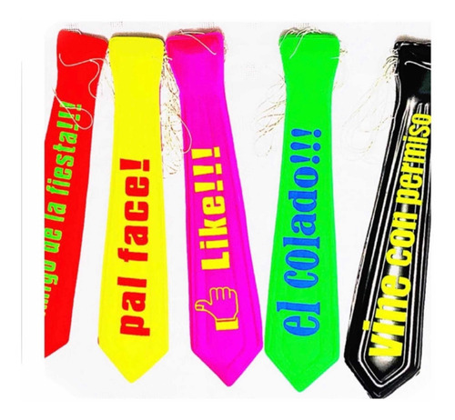 192 Corbata Neon Frases Locas Plastico Glow Partynices