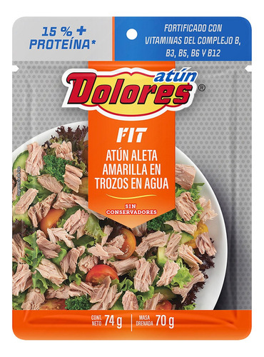 5 Pzs Dolores Lomo De Atun En Agua Extra Proteina 74gr