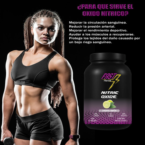 Óxido Nítrico Fast Suplement 1kg 200 Serv Varios Pre Entreno Limón