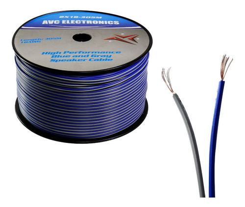 Cable Polarizado Avc 2x18 Azul-gris 305mts
