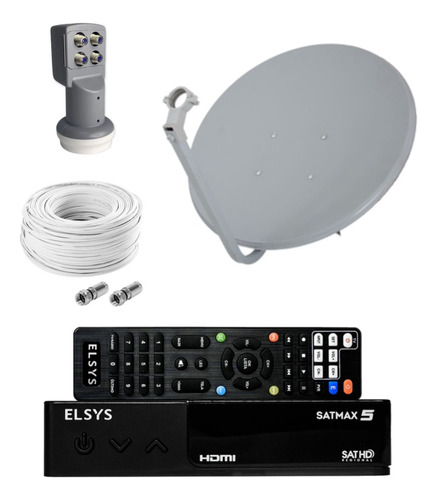 Kit Receptor Digital Full Hd Satmax 5 + Antena + Cabo + Lnbf