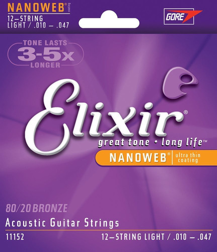 Elixir Cuerda Nano Para Guitarra Acustica Light