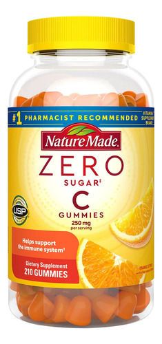 Nature Made Vitamina C 250 Mg Zero Sugar 210 Gomitas Sabor Naranja