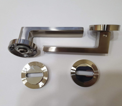 Imagen 2 de 4 de Picaporte Manija Doble Geminis 1084 Color Combinado Acero
