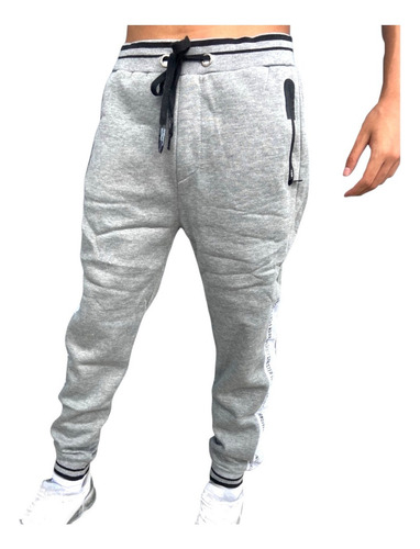 Calça Moletom Masculina Gangster Com Ziper Flanelada Bolso