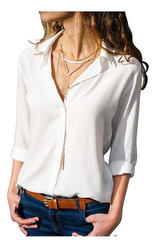 Camisa De Gasa Casual A La Moda Para Mujer