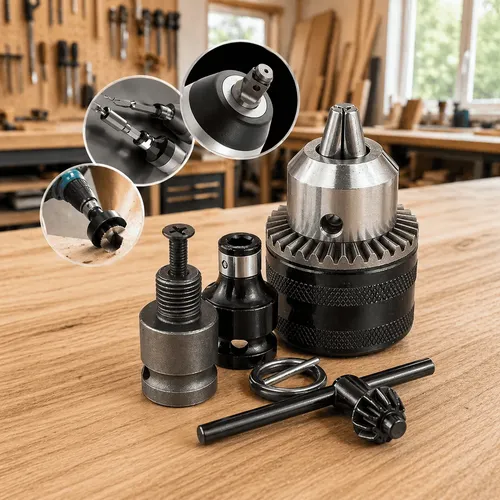 Kit Mandril 1/2 + 2 Soquete Adaptador Bits 1/4 Chave Impacto