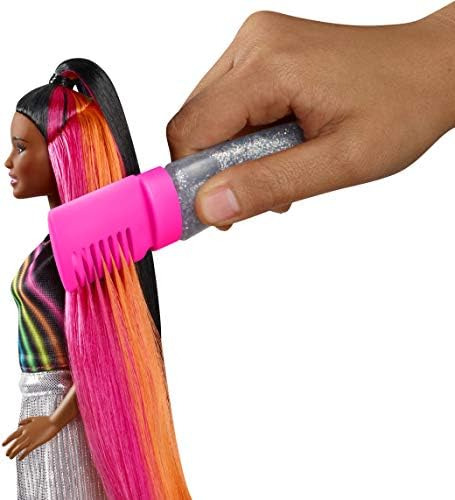 Boneca Barbie Rainbow Sparkle Hair Com Cabelo Moreno Extra L