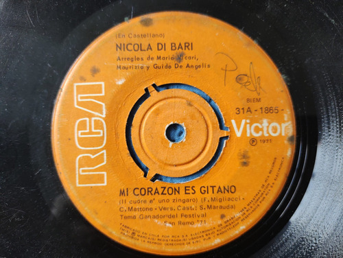 Vinilo Single De Nicola Di Bari Mi Corazón (d129 (Usado)