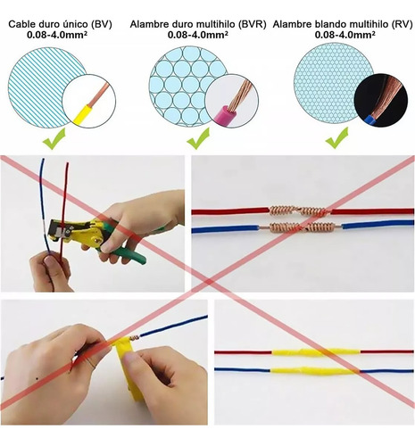 Set 100 Conectores De Cable Compactos Eléctrico Rápido Tipo