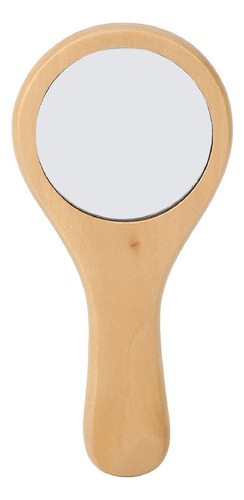 H Espejo De Maquillaje Con Mango De Madera, Redondo,