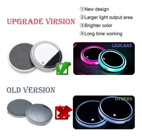Luces De Soporte De Taza Led Para Coche, Alfombrilla De 7