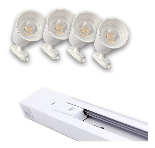 Combo: Riel De 1 Metro + 4 Spot Con Led Integrado 20w