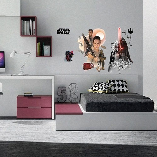 Wall Sticker Gigante Star Wars Rey Para Pared Cuarto 50x70cm Color Blanco
