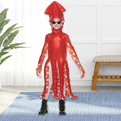 Disfraz De Calamar Para Niños, Color Rojo, Disfraz De