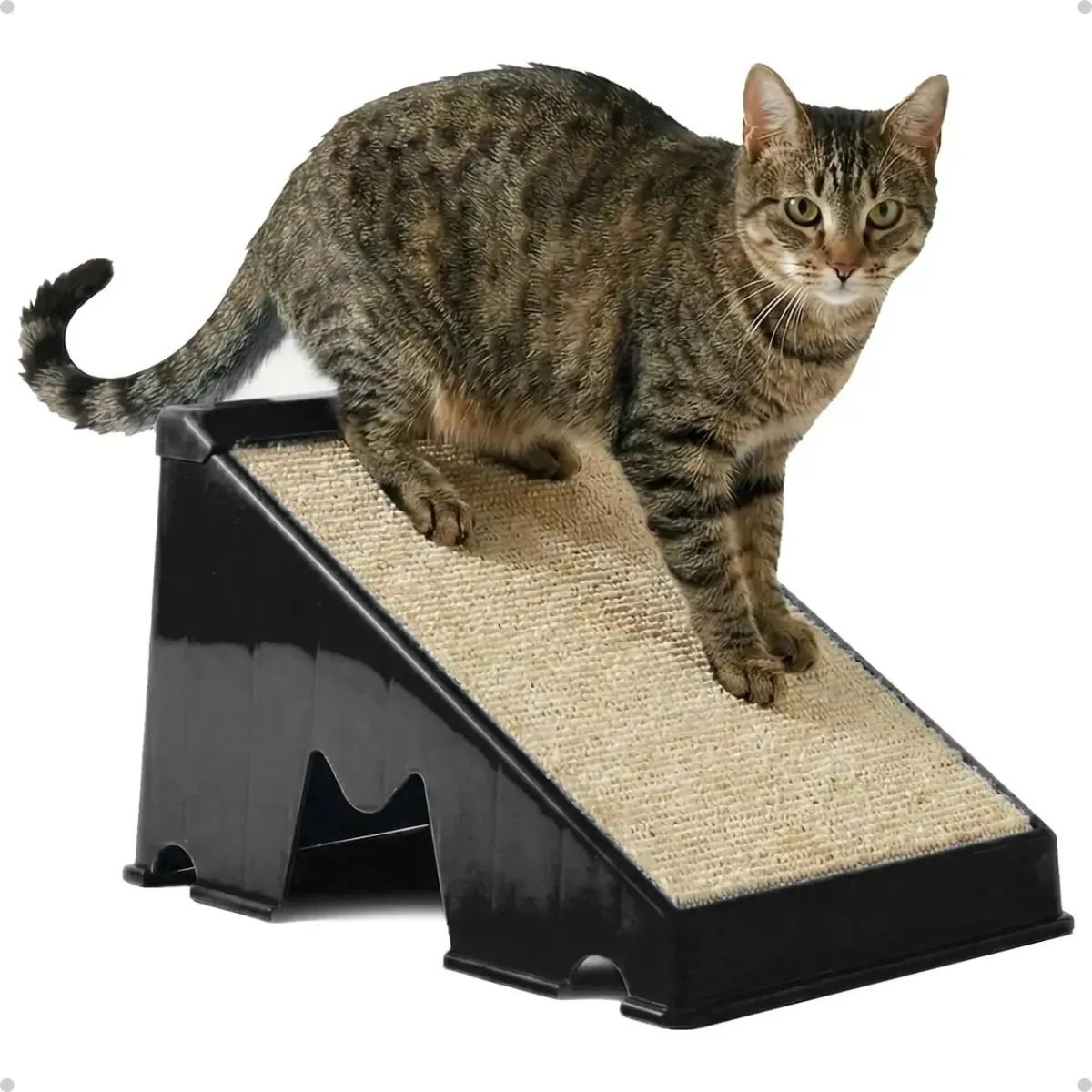 Arranhador Para Gato Rampa Plástica Anti Estresse Interativo Cor Preto