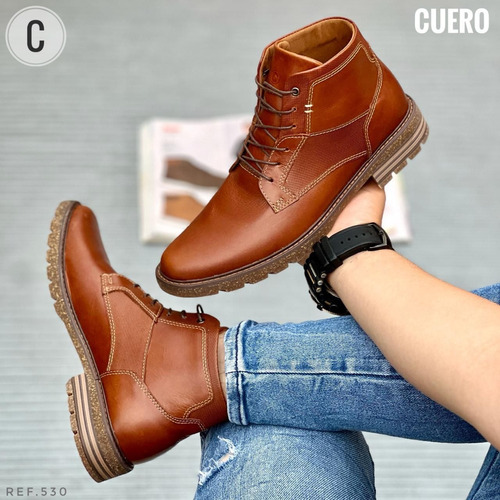 Botin Casual Cuero Encerado Para Caballero 