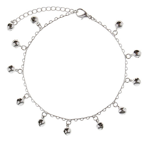27cm Moda Plata Pequeñas Campanas Tobilleras Cadena De