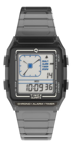 Relógio Timex Unissex Q Lca 35 Mm - Pulseira Cinza Com Mostr