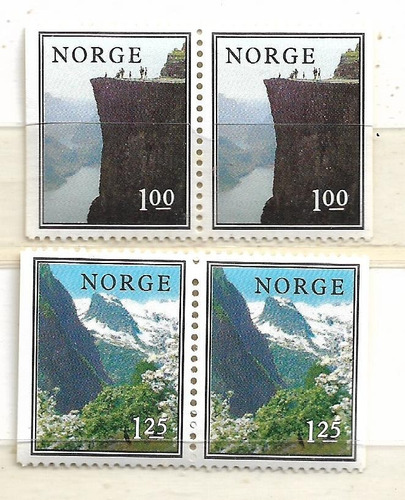 Noruega´76 Serie Mint En Pares C/ Lado S/d 682/3 Paisajes 