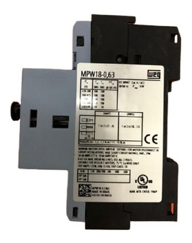 Disjuntor Motor Weg Mpw18-3-c063 Regulagem De 0.4 Até 0.63a