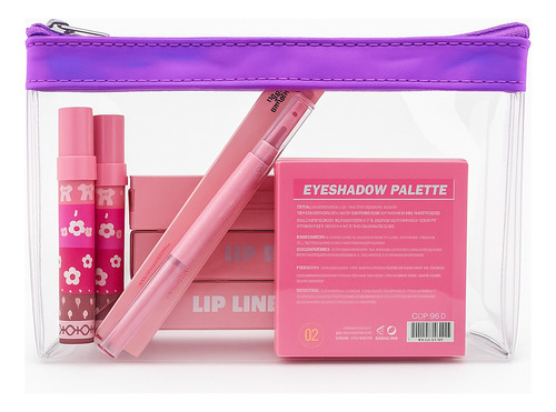 3 Cosmetiquera Impermeable Neceseres Maquillaje Transparente Morado Tornasol Lisa
