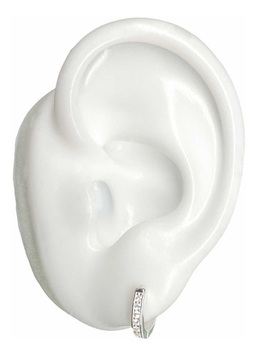 Imagen 2 de 6 de Aros Argollas Plata 925 Y Piedras (le3728)