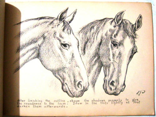Dibujo Arte Caballos Drawing Horses Tinta Lapiz 1946 Pitman (Usado)