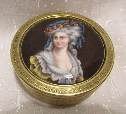 Alhajero Bronce Porcelana Pintado A Mano Princesa Lamballe