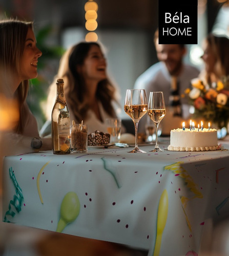 Mantel Cumpleaños Reutilizable Tela 6 Sillas 2.50mx1.40m