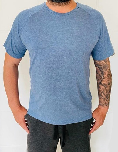 Camiseta Slim Dryfit Mescla Azul Allwinners