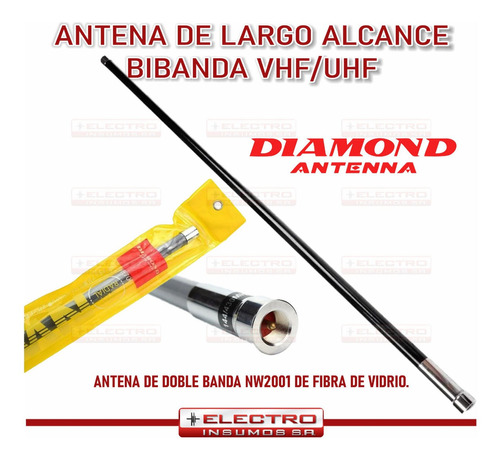 Antena De Largo Alcance Bibanda Vhf/uhf Nw2001 Fibra Diamond