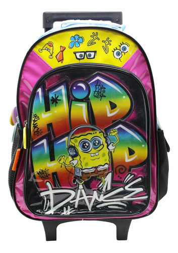 Mochila Escolar Cresko Bob Esponja Hip Hop 16p Rueditas