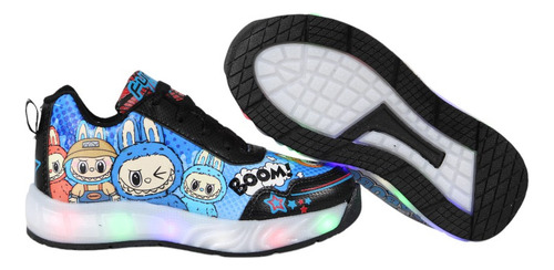 Tenis Niño La Bubu Luces Led Labubu The Monsters Antiderrapante Niños Tenis Infantil
