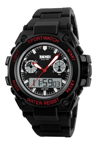 Relógio Masculino Skmei Anadigi 1217 - Preto E Vermelho