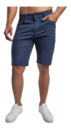 Bermuda Para Hombre Short Gabardina Stretch Corto Moda Slim