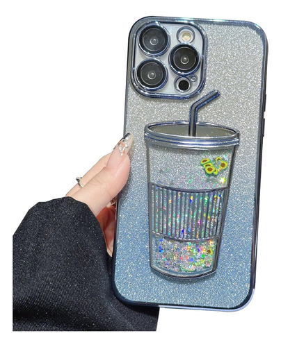 Funda Gradient Glitter Quicksand Milk Tea For iPhone, Funda