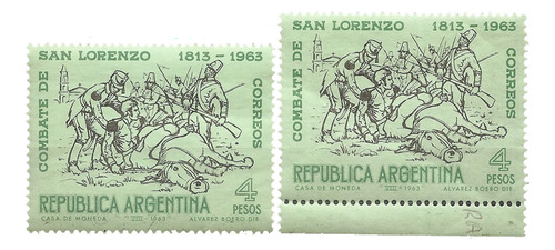 Argentina Gj 1262 Mt 673 Combate San Lorenzo Filigranas Mint
