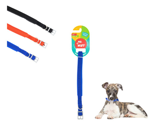 Collar Para Perro Hebilla Cinturon Metal Ajustable Mr Wuff Color Azul Tamaño Del Collar M