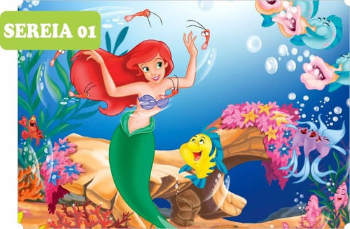 Imagem 1 de 6 de Adesivo Papel De Parede Infantil Pequena Sereia Ariel 5m²