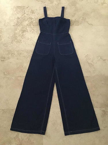 Jumpsuit Zara Mezclilla Pierna Ancha Mujer Talla Xs Ek