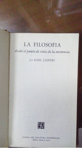 Libro La Filosofía Desde El Punto De Vista De La Existencia