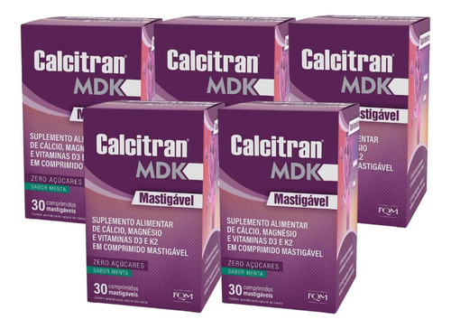 Calcitran Mdk Menta Kit 5 Caixas De 30 Comprimidos Cada