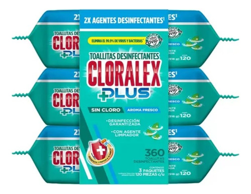 Cloralex Toallitas Desinfectantes Sin Cloro 360 Pzs