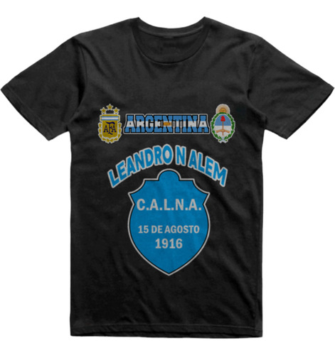 Remera Algodon Negra Leandro N Alem Cnel Pringles