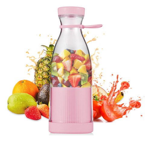 Mini Licuadora Eléctrica Portátil, Exprimidor De 300 Ml, 6 C